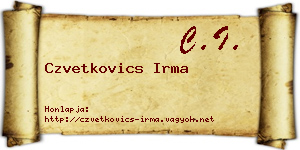 Czvetkovics Irma névjegykártya