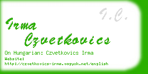 irma czvetkovics business card